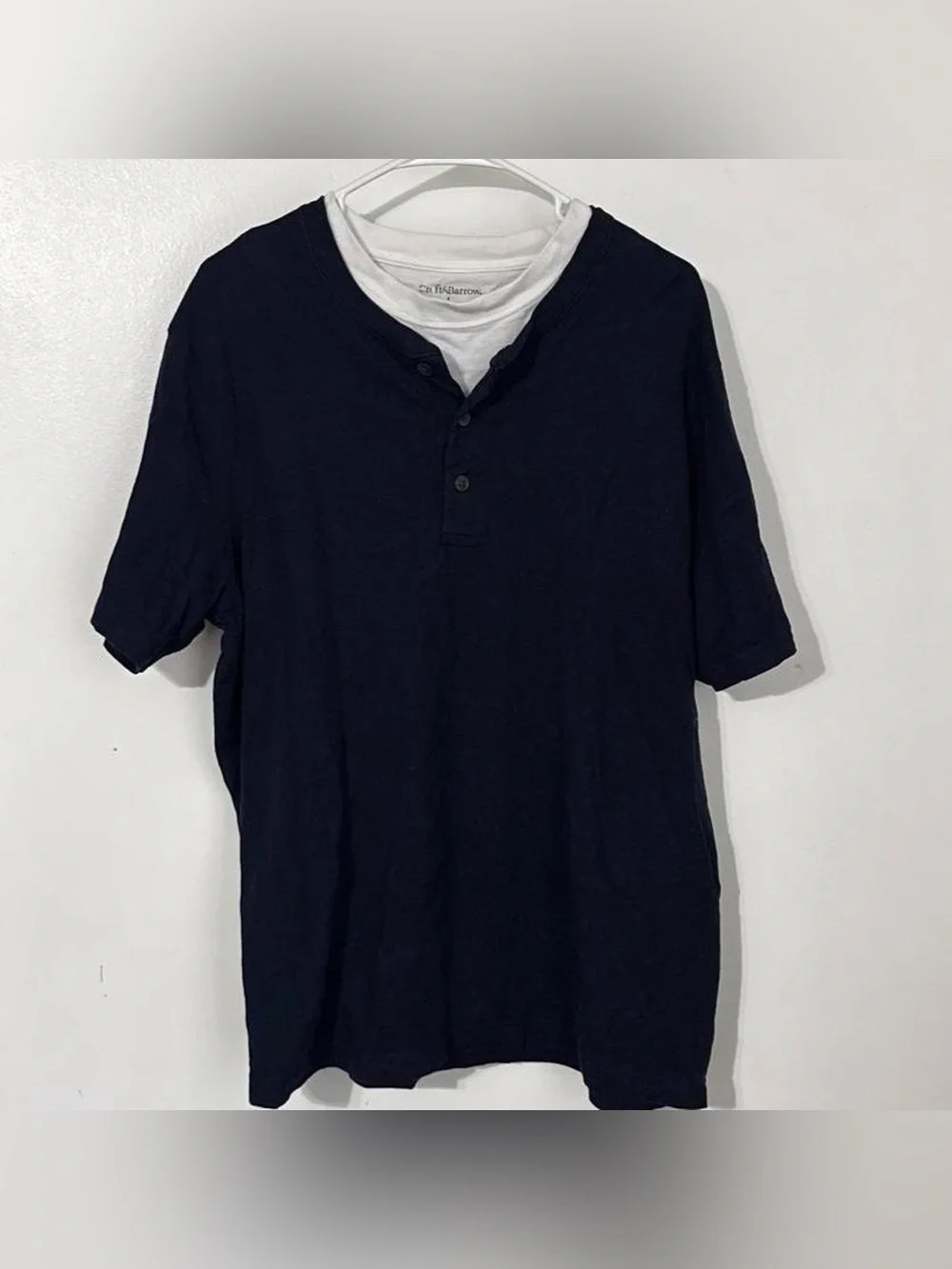 Croft & Barrow Large Navy Layered Look Henley T-Shirt
